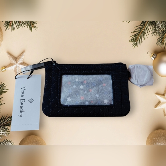 Vera Bradley Iconic Navy Blue Card Case W/ Key Fob Ring Zipper Closure NWT - Picture 3 of 4